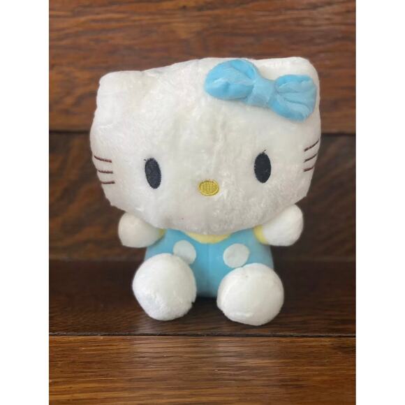 8" Blue Yellow PLUSH HELLO KITTY Stuffed Doll Cat Kitten Animal Toy - Picture 5 of 8
